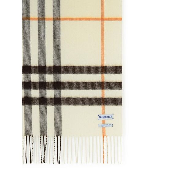 Burberry 'Mu Giant Check' White Cashmere Scarf Women